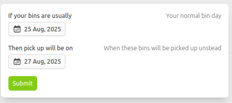 Replacement Bin Days